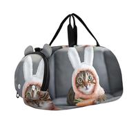 Sac de sport pour garçons ludiques gris chaton art tout-petits sac de voyage sac de voyage sac de danse fourre-tout pour filles, Adorable lapin chat art de Pâques, Classique