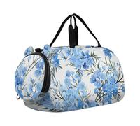 Sac de sport pour garçons - Motif canards jaunes et bleu sarcelle - Pour voyage, danse, enfants, Aquarelle Fleurs Bleues, Classique