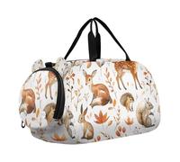 Sac de sport pour garçons ou filles avec compartiment à chaussures, motif cerf, écureuil, lièvre