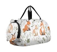 Sac de sport pour garçons ou filles avec compartiment à chaussures, petit renard lapin sac de sport voyage pour la nuit