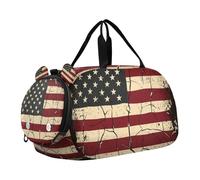Sac de sport pour garçons ou filles avec compartiment à chaussures, texture drapeau américain, sac de voyage pour la nuit