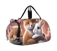 Sac de sport pour garçons pour la nuit et le week-end, sac de voyage pour filles, sac fourre-tout de danse, sac de sport mignon chaton rose tutu, Adorable lapin renard tendre amour, Classique