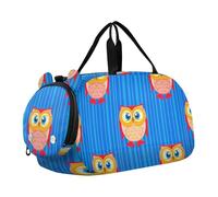 Sac de sport pour garçons pour la nuit et le week-end, sac de voyage pour filles, sac fourre-tout de gym, bagages pour enfants, lamas ludiques ornés de couleurs, Motif chouette à rayures bleues