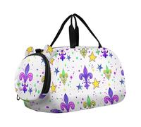 Sac de sport pour garçons pour la nuit et le w nd, sac de voyage, sac fourre-tout de danse, bagage pour enfants, Fleur de lys violette avec étoiles colorées, Classique
