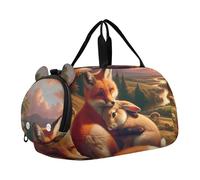 Sac de sport pour garçons, renard, raton laveur, confortable, amour nuit, week-end, sac de sport pour voyage, gym, bagage pour enfants, Loving Foxes Sunset Valley Scène, Classique
