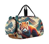 Sac de sport pour garçons, renard, raton laveur, confortable, amour nuit, week-end, sac de sport pour voyage, gym, bagage pour enfants, Red Panda Escalade Scenic Mountain, Classique