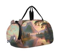 Sac de sport pour garçons, renard, raton laveur, confortable, amour nuit, week-end, sac de sport pour voyage, gym, bagage pour enfants, Golden Valley Tranquil Twilight, Classique