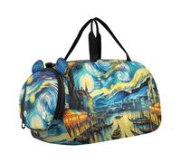 Sac de sport pour garçons - Sac de voyage pour enfants - Motif vache - Violet à pois noirs, Venise Ciel étoilé, Classique