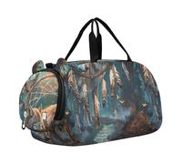 Sac de sport pour garçons - Sac de voyage pour la nuit - Motif éléphant - Avec compartiment à chaussures, Attrape-rêves loup forêt imprimé, Classique