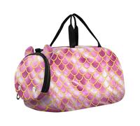 Sac de sport pour garçons - Sacs de nuit élégants pour tout-petits - Chapeaux d'oie - Couleur chair - Sac de voyage pour filles, Écailles de sirène or rose, Classique