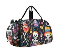 Sac de sport pour garçons - Vache Highland - Lunettes roses - Pour la nuit - Pour filles - Sac de voyage pour enfants, squelettes drôles mexicains noirs, Classique