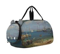 Sac de sport pour garçons Weekender Overnight Bierstadt Albert Rocky Mountain Sheep Ovis Montana Sac de voyage avec compartiment à chaussures, Peinture à l'huile du port de Nassau, Classique