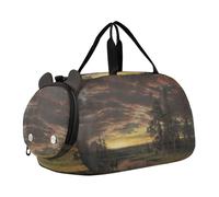 Sac de sport pour garçons Weekender Overnight Bierstadt Albert Rocky Mountain Sheep Ovis Montana Sac de voyage avec compartiment à chaussures, Paysage Bierstadt Albert Evening Prairie, Classique