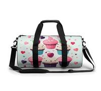 Sac de sport pour homme et femme avec bonnet de Père Noël et sac de voyage avec compartiment, Cupcake Candy Hearts Sweet, 17.7in/9in/9in