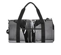 Sac de sport pour homme et femme avec compartiment à chaussures, Éléphant noir et blanc, Taille unique, Art Déco