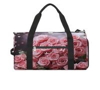 Sac de sport pour homme et femme avec compartiment à chaussures et poche humide, glaçons pêche pour voyage, sport, fitness, entraînement, Roses et cœur, Taille unique, Sac de voyage