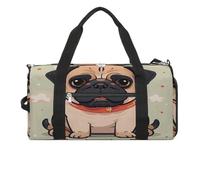 Sac de sport pour homme et femme avec compartiment à chaussures et poche humide, imprimé aurores boréales sombres pour voyage, sport, fitness, entraînement, Chiot carlin amusant, Taille unique, Sac de