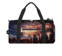 Sac de sport pour homme et femme avec compartiment à chaussures et poche humide, logo de basket-ball avec flammes, sac de voyage pour voyage, sport, fitness, entraînement, Magnifique feu d'artifice.,