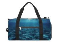 Sac de sport pour homme et femme avec compartiment à chaussures et poche humide, motif tournesols noirs et blancs pour voyage, sport, fitness, entraînement, Bleu océan profond., Taille unique, Sac de