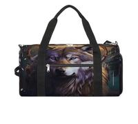 Sac de sport pour homme et femme avec compartiment à chaussures et poche humide, paysage d'hiver dans les Alpes bavaroises pour voyage, sport, fitness, entraînement, Loups et attrape-rêves, Taille
