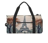 Sac de sport pour homme et femme avec compartiment à chaussures et poche humide, sac de voyage à fleurs bleues pour voyage, sport, fitness, entraînement, Paris City Tree Art Tour Eiffel, Taille