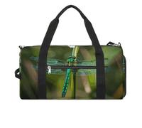 Sac de sport pour homme et femme avec compartiment à chaussures et poche humide, sac de voyage à paillettes roses à paillettes pour voyage, sport, fitness, entraînement, Libellule verte., Taille