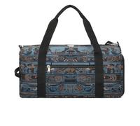 Sac de sport pour homme et femme avec compartiment à chaussures et poche humide, sac de voyage naturel turquoise et orange pour voyage, sport, fitness, entraînement, Imprimé New Life Turquoise, Taille