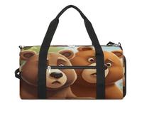 Sac de sport pour homme et femme avec compartiment à chaussures et poche humide, sac de voyage torsadé pour voyage, sport, fitness, entraînement, Deux ours, Taille unique, Sac de voyage