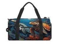 Sac de sport pour homme et femme avec compartiment à chaussures et poche humide, sac de voyage tortue pour voyage, sport, fitness, entraînement, Natation tortue, Taille unique, Sac de voyage