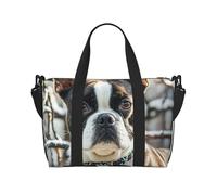 Sac de sport pour homme et femme avec compartiment à chaussures Motif animaux et fleurs, Lovely Boston Terrier, Taille unique, Sac de voyage