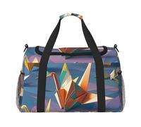 Sac de sport pour homme et femme avec compartiment à chaussures Motif fleurs de lémurien, Grues en papier origami, Taille unique, Sac de voyage