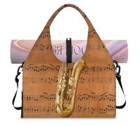 Sac de sport pour homme et femme avec compartiment à chaussures, motif notes de musique, saxophone, sac fourre-tout pour yoga, gym, voyage, couleur, L, Organiseur de sac