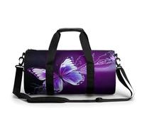 Sac de sport pour homme et femme avec compartiment à chaussures Motif pandas, Joli papillon violet., 17.7in/9in/9in, Art Déco