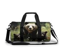 Sac de sport pour homme et femme avec compartiment à chaussures Motif pandas, Mama Bear, 17.7in/9in/9in, Art Déco
