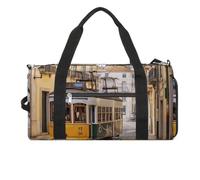 Sac de sport pour homme et femme avec compartiment à chaussures, motif tram Lisbonne, taille unique, Tram Lisbonne, Taille unique
