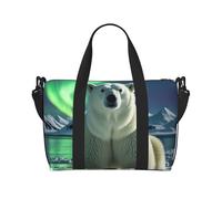Sac de sport pour homme et femme avec compartiment à chaussures, Northern Lights Ours polaire, One Size, Sac de voyage