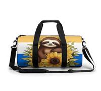 Sac de sport pour homme et femme avec compartiment à chaussures, poche humide, motif paresseux assis sur tournesol, 45 cm/22,9 cm/22,9 cm, Style :, 17.7in/9in/9in