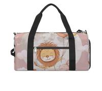 Sac de sport pour homme et femme avec compartiment pour chaussures et compartiment humide, sac de voyage motif lion tenant un ballon, sac de week-end, sac de nuit pour natation, fitness, entraînement,