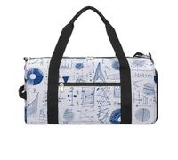 Sac de sport pour homme et femme avec compartiment pour chaussures et compartiment humide, sac de voyage avec lignes bleues, sac de nuit pour la natation, le fitness, l'entraînement, le sport, style