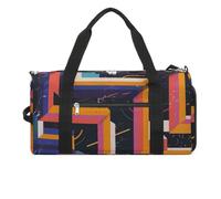 Sac de sport pour homme et femme avec compartiment pour chaussures et compartiment humide, sac de voyage style pop lignes, sac de week-end, sac de nuit pour natation, fitness, entraînement, sport,