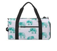 Sac de sport pour homme et femme avec compartiment pour chaussures et compartiment humide, sac de voyage turquoise Little Elephant sac de nuit à transporter pour la natation, le fitness,