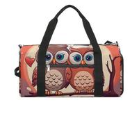 Sac de sport pour homme et femme avec compartiment pour chaussures et compartiment humide, sac de voyage, paire de chouettes de dessin animé, sac de voyage pour la natation, le fitness,