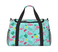 Sac de sport pour homme et femme avec imprimé flamants roses et fruits