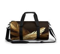 Sac de sport pour homme et femme avec plumes dorées - Sac de sport cylindrique léger pour basket-ball, football, week-end, 45 cm/22,9 cm/22,9 cm, Style :, 17.7in/9in/9in