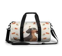 Sac de sport pour homme et femme Bleu paon Sac de nuit avec compartiment Sac de gym Sackpac, Teckel I Love My Dog, 17.7in/9in/9in