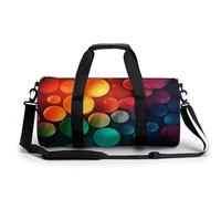Sac de sport pour homme et femme - Blocs de couleurs vives - Sac de nuit avec compartiment, Fond Cercles de couleur, 17.7in/9in/9in
