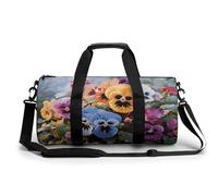 Sac de sport pour homme et femme de Poméranie avec compartiment, Fleurs de pensées, 17.7in/9in/9in