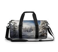 Sac de sport pour homme et femme - Enveloppe cylindrique avec imprimé fleurs - Étanche, Pin couvert de neige, 17.7in/9in/9in, Impression