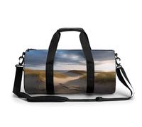 Sac de sport pour homme et femme - Fourre-tout cylindrique - Chapeau de Père Noël - Cadeau et joyeux Noël - Épaule imperméable imprimée, Dunes de plage, 17.7in/9in/9in, Impression