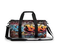 Sac de sport pour homme et femme, graffiti, hip-hop, sac de sport cylindrique, léger, pour basket-ball, football, week-end, 45 cm/22,9 cm/22,9 cm, Style :, 17.7in/9in/9in